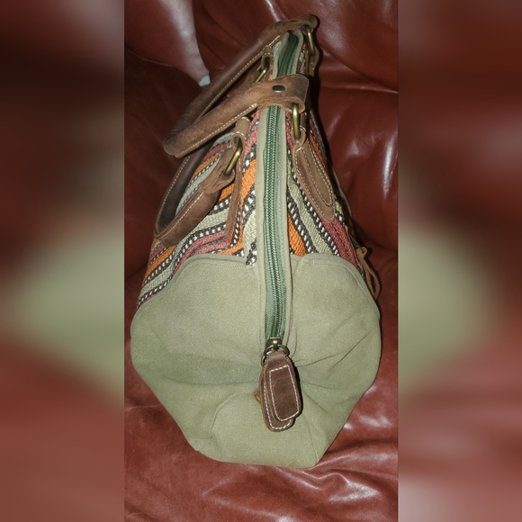 Fredd + Basha Purse/bag Canvas Leather Large Roomy 17X14.5 in - Picture 5 of 12